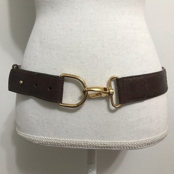 W. Kleinberg Brown Snakeskin Belt with Gold Clip main image 8